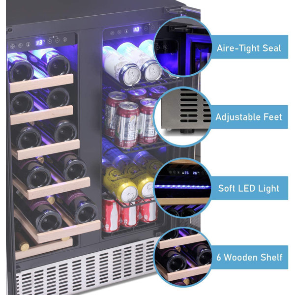 Antarctic Star 17.52'' 39 Bottle and 132 Can Dual Zone Freestanding Wine & Beverage